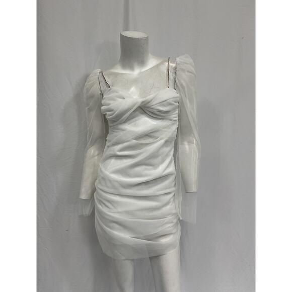 The Bar 'Jean' White Nylon Dress Size 6 - Picture 2 of 5
